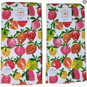 Set of 2 Kay Dee Sweet Life Strawberry Toss Dual Purpose Terrycloth Dish Towels